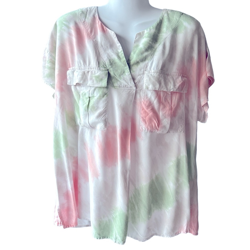 Caffe Marrahcsh Pastel tie-dye oversized short sleeve top 1X